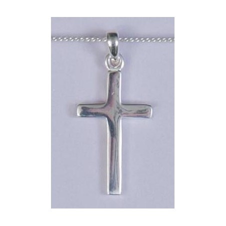 22mm Sterling Silver Patterned Tipped Cross and Necklet 