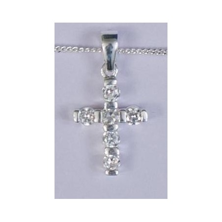 22mm Sterling Silver Cross with Stones and Necklet 