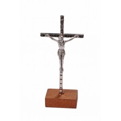 13cm Metal Crucifix on wood base