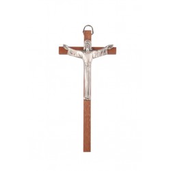 16cm Crucifix wood cross with Risen Christ oxidised metal corpus