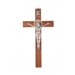 20cm Crucifix wood cross with oxidised metal corpus
