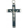 Pack of Three. 4cm Metal and Black Wood Crucifix. 