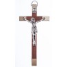 14 cm Metal and Brown Wood Crucifix. 