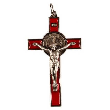 9cm Red St. Benedict Cross Crucifix.