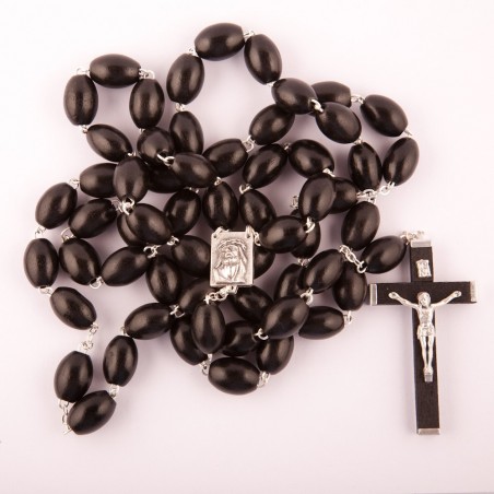 Extra Large  Black Wood Rosary. 