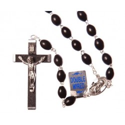 Extra Strong Double Wire Black Wood Rosary Bead. 