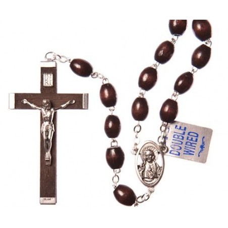 Extra Strong Double Wire Brown Wood Rosary Bead. 