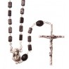 Black Wood  Rosary Bead. With Metal Crucifix and Square Wood Beads