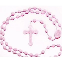 Pack of 12 Rosary Beads. Pink Plastic Rosaries.