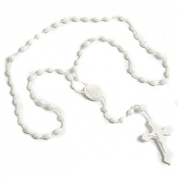 Pack of 12 Rosary Beads. White Plastic Rosaries.
