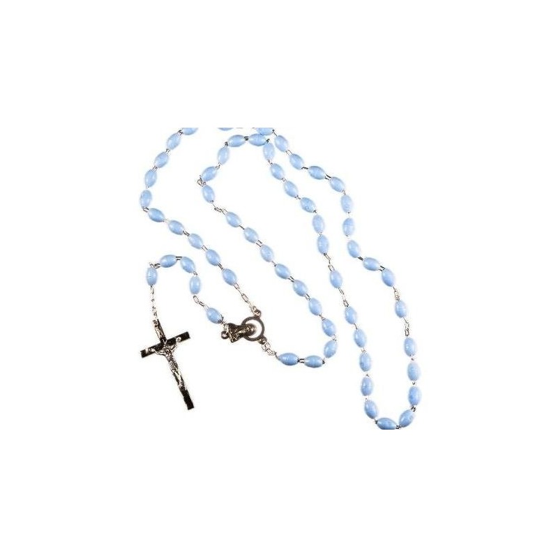 Blue Plastic Bead Rosary.