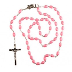 Pinke Plastic Bead Rosary.