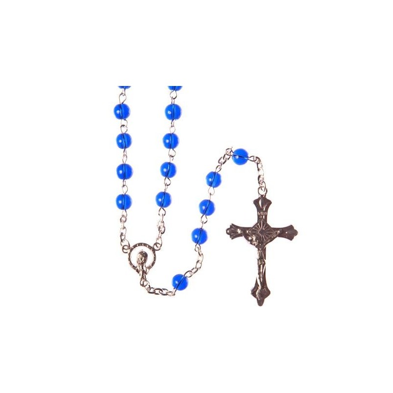 Blue Glass Bead Rosary