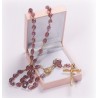 Amethyst Glass Rosary Beads. Supplied in Gift Presentation Case.