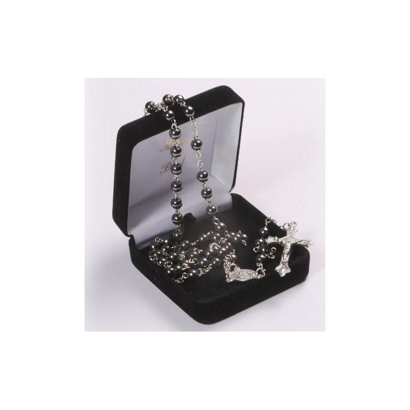 Genuine Haematite Rosary Beads. Supplied in Gift Presentation Case.
