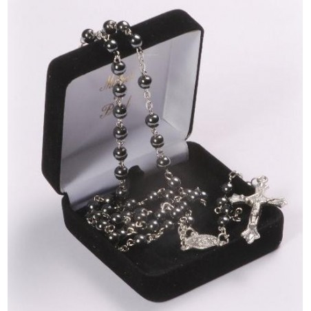 Genuine Haematite Rosary Beads. Supplied in Gift Presentation Case.