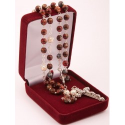 Maroon Red Rosary Beads. Supplied in Gift Presentation Case.