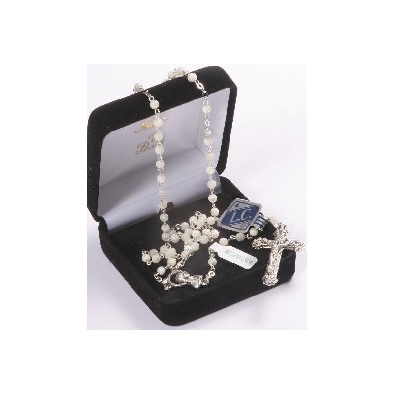 Genuine Mother of Pearl Rosary Beads. Supplied in Gift Presentation Case.