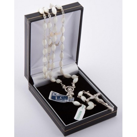 Genuine Mother of Pearl Rosary Beads. Supplied in Gift Presentation Case.