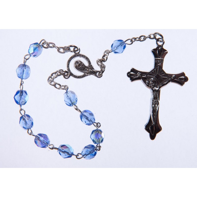 Sapphire Blue Crystal One Decade Rosary Bead.