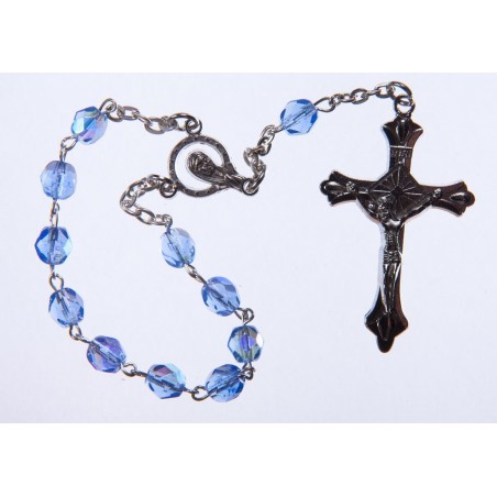 Sapphire Blue Crystal One Decade Rosary Bead.