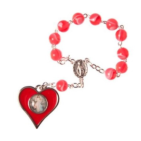 Divine Mercy of Jesus. Medal One Decade Rosary Bead.